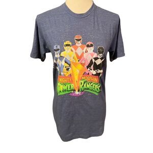 Power Rangers Graphic T-shirt Short Sleeve Tee Mighty Morphin Gray Small (Junior